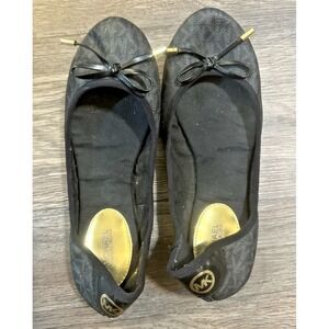 Michael Kors Women's Flat Shoes Melody Ballet Signature Black Size 7.5